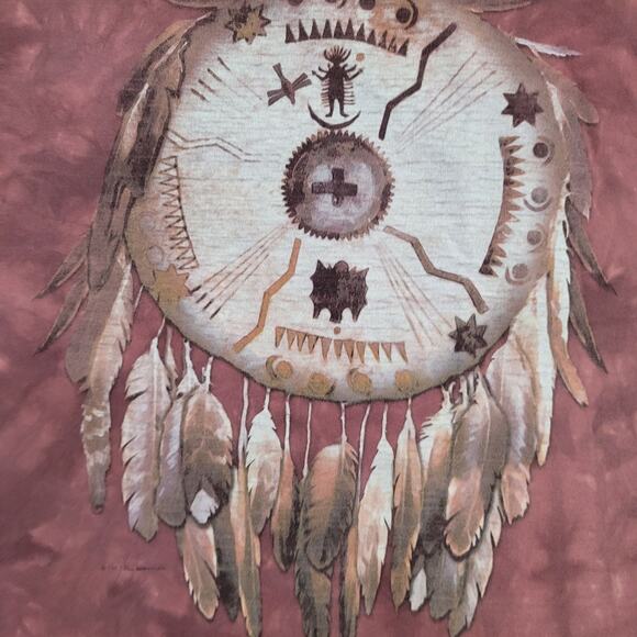 Vintage 1997 Native-American Shirt XL 25x31 Red Dreamcatcher - Picture 8 of 13